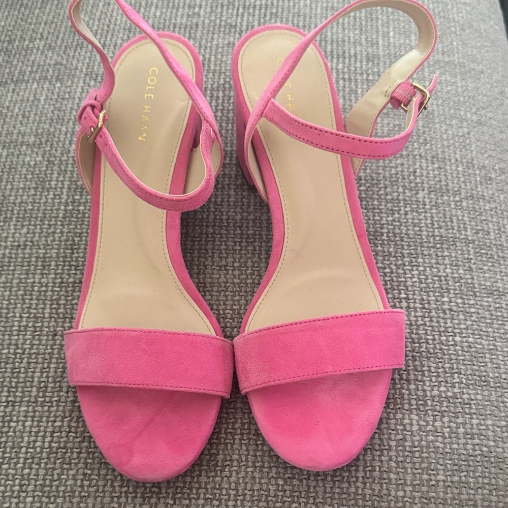 Cole Haan Pink Suede Josie Ankle-Strap Sandal
